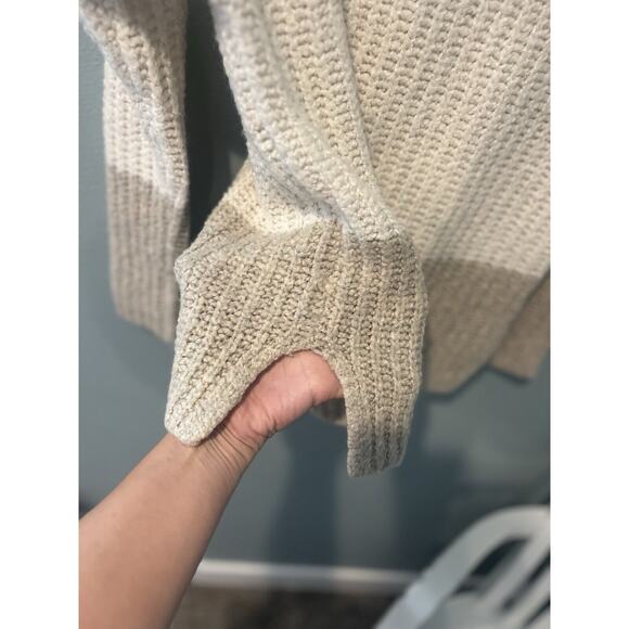 Abercrombie & Fitch Cowl Neck Cream Camel Color Block Sweater Women's Size XS - Picture 7 of 8